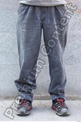 Leg Head Man White Casual Trousers Overweight Bald Street photo references